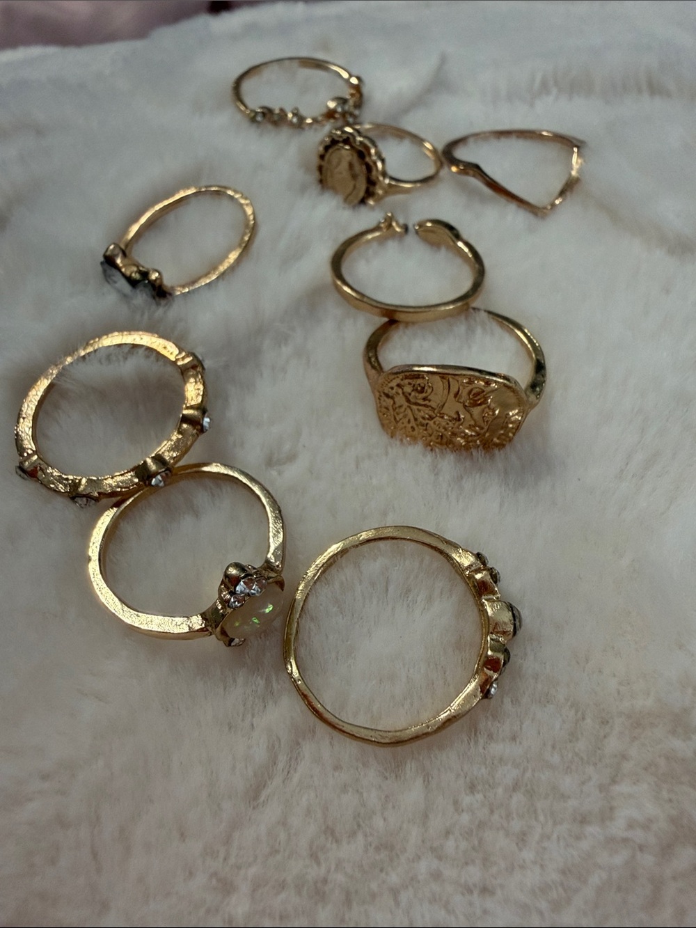 Gold tone stacking rings